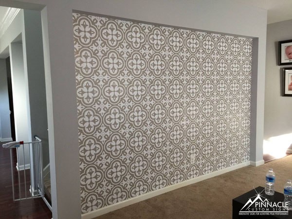 Decorative pattern on a wall using vinyl graphics